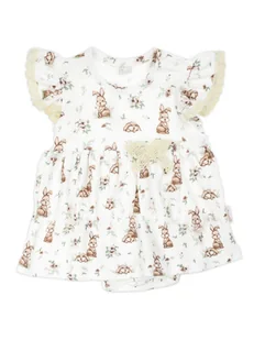 Niemowlęce sukienko-body na krótki rękaw z koronką kremowe Nicol,r.86 - Body dla niemowląt - miniaturka - grafika 1