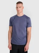 Koszulki sportowe męskie - 4F Koszulka do biegania szybkoschnąca męska - niebieska L - miniaturka - grafika 1