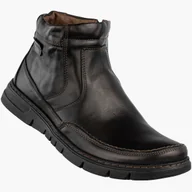 Botki męskie - Trzewiki Męskie Skórzane Buty Na Zimę Ocieplane Na Zamek Brązowe FOX Brązowy 41 - miniaturka - grafika 1