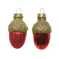 Bombki - Bombki szklane w kształcie żołędzi żołądź 12sztuk Czerwony - miniaturka - grafika 1