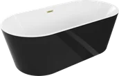 Wanny - Mexen Luna wanna wolnostojąca 160 x 75 cm, biała/czarna, przelew złoty szczotkowany - 52031607575-55 - miniaturka - grafika 1