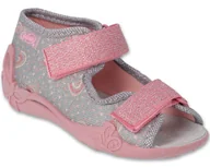 Buty dla dziewczynek - Kapcie dziecięce Befado 342P056 sandałki dziewczęce na rzepy-24 - miniaturka - grafika 1