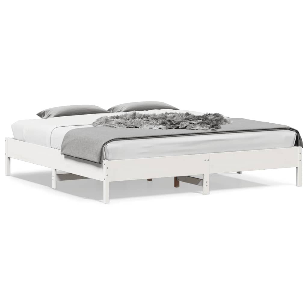 Łóżko z litego drewna sosna biała 200x200 cm