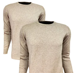 Sweter Męski Klasyczny Beżowy Casual L - Swetry męskie - miniaturka - grafika 1
