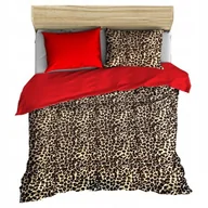 Pościel - pościel z polaru 160x200 + 2 poszewki P 309-8 DUO panterka brąz / czerwony - miniaturka - grafika 1