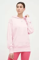 Bluzy damskie - adidas bluza bawełniana damska kolor różowy z kapturem z aplikacją - miniaturka - grafika 1