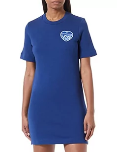 Love Moschino Damska sukienka z krótkim rękawem z nadrukiem w kształcie litery T, z motywem serc, niebieski, 40 - Sukienki - miniaturka - grafika 1