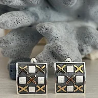 Spinki do mankietów i krawatów - Artystyczne spinki do koszuli , spinki do mankietów, srebro i złoto - miniaturka - grafika 1