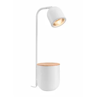 Gabinetowa lampka Botanica Wood 41100101 Kaspa skandynawska biała drewniana - Lampy stojące - miniaturka - grafika 1