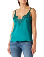 Koszulki i topy damskie - Pinko Damska koszulka Tiziana Satin Top Cami V80_Green Parasailing, 8 (XS) - miniaturka - grafika 1