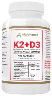 Altopharma, Witamina K2 Vitamk7 200μg + D3 4000iu Prebiotyk Vege, 120 Kaps. - Witaminy i minerały - miniaturka - grafika 1
