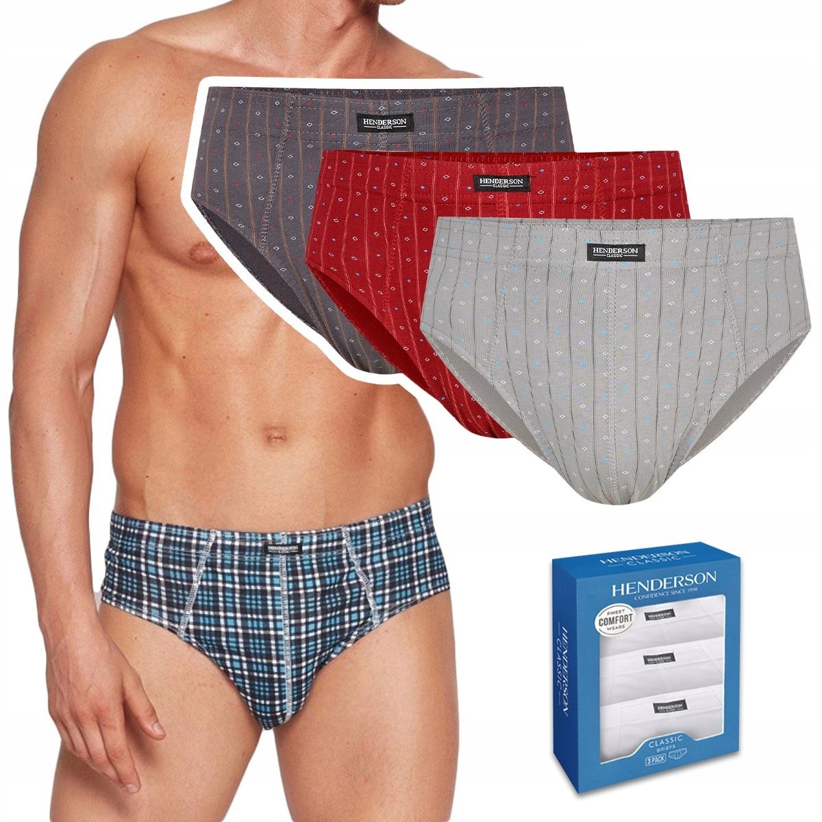 SLIPY 3-PAK męskie HENDERSON 1446 BAWEŁNA - r XL