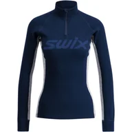Koszulki sportowe damskie - Swix RaceX Merino Half Zip, damskie, navy - miniaturka - grafika 1