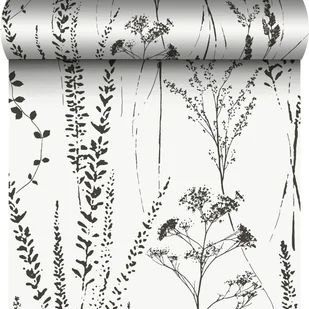 Tapeta Herbal Meadow Natura biało-czarna winylowa na flizelinie - Tapety - miniaturka - grafika 1
