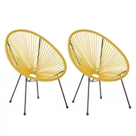Fotele i krzesła ogrodowe - Beliani Zestaw 2 krzeseł rattanowy żółty ACAPULCO II - miniaturka - grafika 1