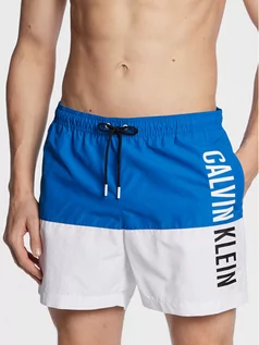 Kąpielówki męskie - Calvin Klein Swimwear Szorty kąpielowe KM0KM00796 Niebieski Regular Fit - grafika 1