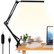 Lampy stojące - Lampa lampka biurkowa LED Kreślarska USB Alogy z regulowanym długim ramieniem do blatu biurka Czarna - miniaturka - grafika 1