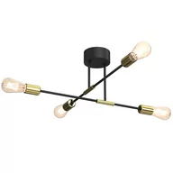 Lampy sufitowe - Luminex Flame 3906 lampa wisząca zwis 4x60W E27 czarna/złota - miniaturka - grafika 1