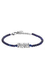 Bransolety męskie - Diesel Bransoletka Blue Agate Beaded Bracelet DX1544040 Niebieski - miniaturka - grafika 1