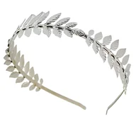 Ozdoby do włosów - Opaska do Włosów Srebrna Wąska Metalowa z Ozdobnymi liśćmi Lekka i Wygodna - miniaturka - grafika 1