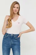 Koszulki sportowe damskie - Guess t-shirt damski kolor różowy - miniaturka - grafika 1