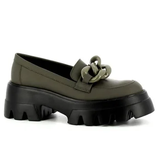 Oliwkowe mokasyny na platformie CARINII - Carinii - Mokasyny damskie - miniaturka - grafika 1