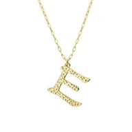 Naszyjniki - Pozłacany naszyjnik z literką E na łańcuszku stal szlachetna - Manoki - miniaturka - grafika 1