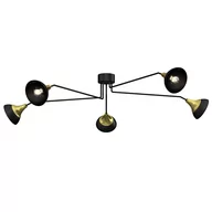 Lampy sufitowe - Luminex Nergis 3690 plafon lampa sufitowa 5x60W E27 czarny/złoty - miniaturka - grafika 1
