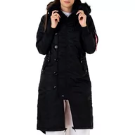 Kurtki i kamizelki sportowe damskie - Kurtka Alpha Industries Long Fishtail 19801303 - czarna - miniaturka - grafika 1