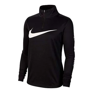 Nike damska koszulka z długim rękawem W Nk Midlayer Qz Swsh Run czarny Black/(White) L - Koszulki i topy damskie - miniaturka - grafika 1