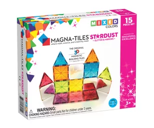 klocki magnetyczne z luterkami i brokatem Stardust 15 elementów Magna Tiles - Klocki - miniaturka - grafika 1