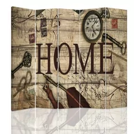 Parawany - Parawan dwustronny FEEBY, Napis Home Retro Brązowy 180x170 - miniaturka - grafika 1