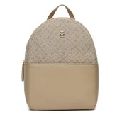 Plecaki - Plecak Tommy Hilfiger Th Jacquard Backpack AW0AW17074 Beżowy - miniaturka - grafika 1