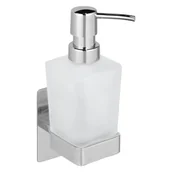 Mydelniczki i dozowniki mydła - Samoprzylepny szklany dozownik do mydła w kolorze srebra z połyskiem 200 ml Genova – Wenko - miniaturka - grafika 1