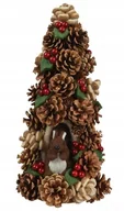 Ozdoby bożonarodzeniowe - Świąteczna choinka z szyszek z filcowymi dekoracjami 17x35cm - miniaturka - grafika 1