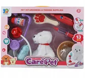 Zabawy w naśladowanie dorosłych - ZESTAW WETERYNARZA DLA DZIECI PLUSZOWY PIESEK Z AKCESORIAMI DO OPIEKI - miniaturka - grafika 1