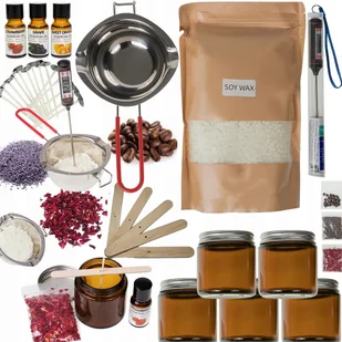 Duży Zestaw do ROBIENIA ŚWIEC DIY WOSK SOJOWY ŚWIECZKI 5 słoiczków - Zabawki kreatywne Duży Zestaw do ROBIENIA ŚWIEC DIY WOSK SOJOWY ŚWIECZKI 5 słoiczków - Zabawki kreatywne - miniaturka - grafika 1