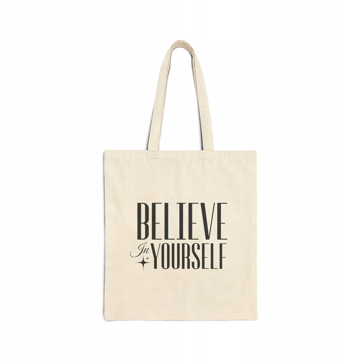 Torba na zakupy BELIEVE IN YOURSELF Bawełna 100% CZARNA/ECRU