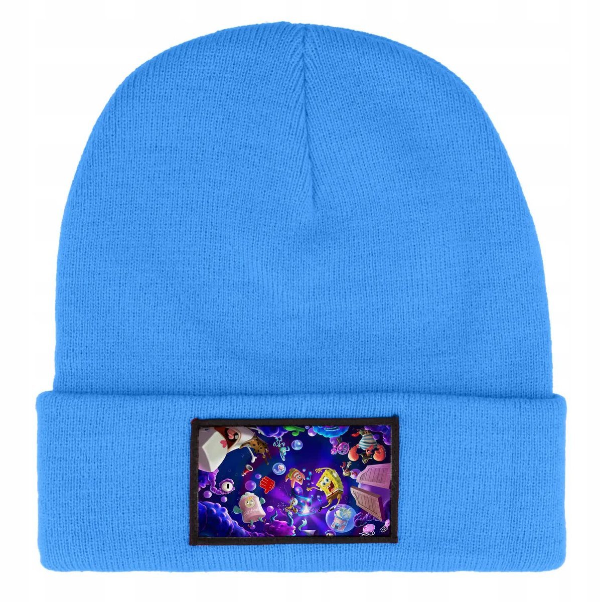 Czapka Zimowa Dziecięca SPONGEBOB CHAOS Bajka Prezent Wzory Niebieska