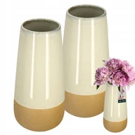 Wazony i flakony - ZESTAW 2X WAZON CERAMICZNY WYSOKI 27X13 KREMOWY POMARAŃCZOWY HANDMADE KWIAT - miniaturka - grafika 1