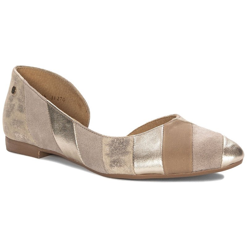 Maciejka Baleriny Damskie Skórzane Beżowe-41