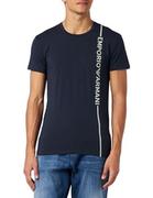 Koszulki męskie - Emporio Armani Męski T-shirt z logo Crew Neck Side, morski, XL - miniaturka - grafika 1