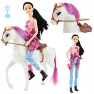 Lalki dla dziewczynek - LALKA TYPU BARBIE DŻOKEJKA Z KONIEM DUŻY ZESTAW - miniaturka - grafika 1