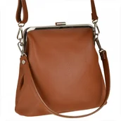 Torebki damskie - Damska torebka skóra naturalna bigiel brązowa - miniaturka - grafika 1