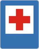 Wyposażenie miejsc publicznych - Znak drogowy informacyjny D-22 Punkt opatrunkowy - miniaturka - grafika 1