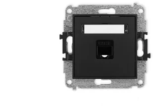 Karlik ICON Mechanizm gniazda komputerowego pojedynczego 1xRJ45, kat. 5e, 8-stykowy czarny mat 12IGK-1 - Gniazdka elektryczne - miniaturka - grafika 1