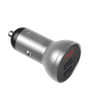 Baseus ładowarka samochodowa 2x USB 4,8A 24W z LCD srebrny (CCBX-0S) - Ładowarki do telefonów - miniaturka - grafika 2