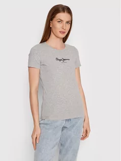 Koszulki i topy damskie - Pepe Jeans T-Shirt PL502711 Szary Slim Fit - grafika 1