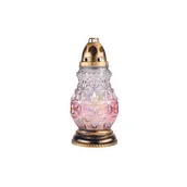 Lampiony i znicze - Znicz szklany z wkładem 180 g różowy efekt tęczy 36 cm - miniaturka - grafika 1