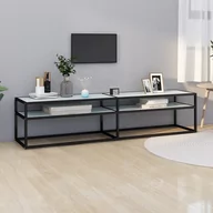 Szafki RTV - Lumarko Szafka pod TV, biały marmur, 180x40x40,5 cm, szkło hartowane - miniaturka - grafika 1